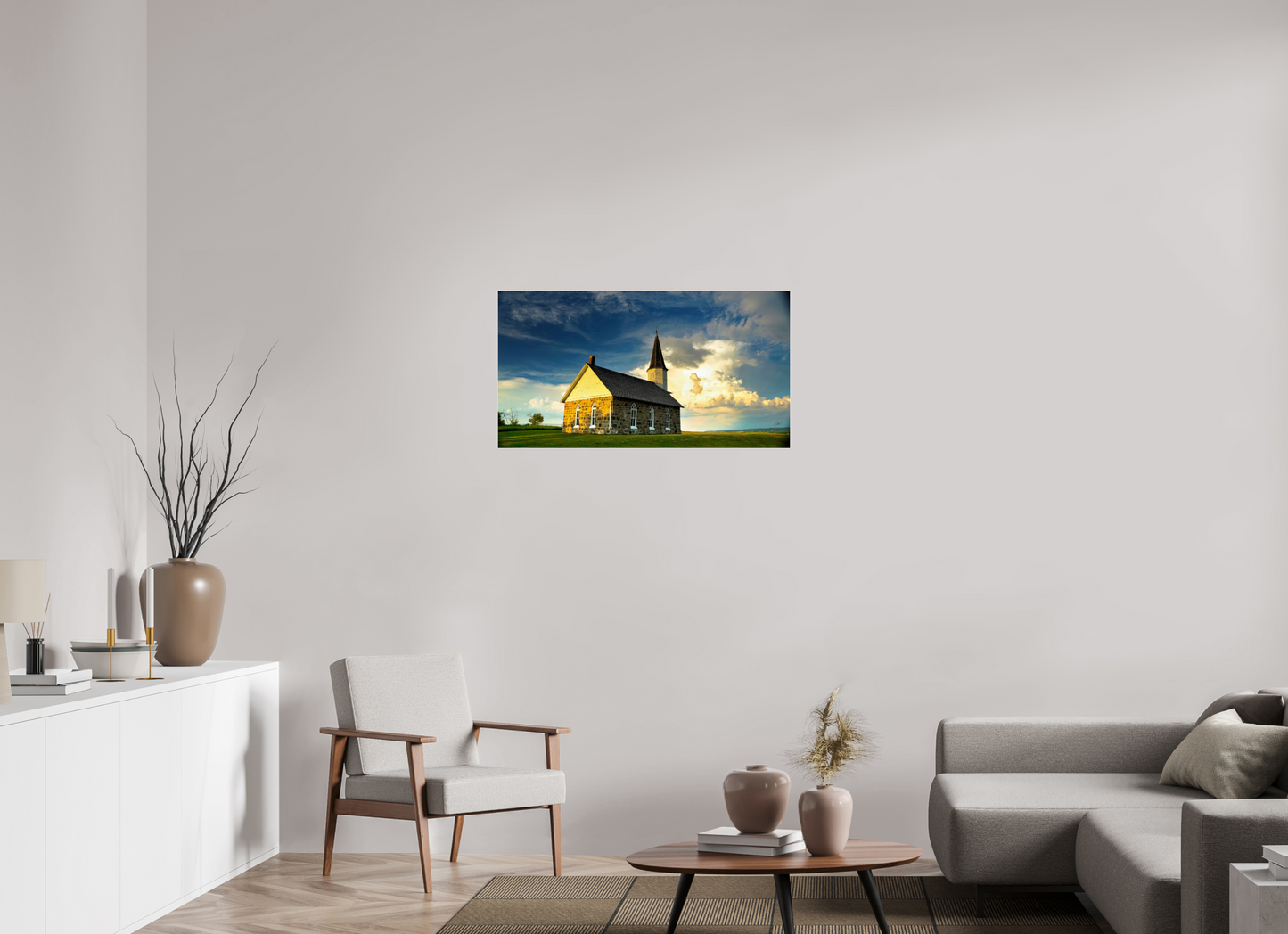 37.2 x 20″, Photo Print Under Acrylic Glass Old Stone Church Metal Acrylic Glass
