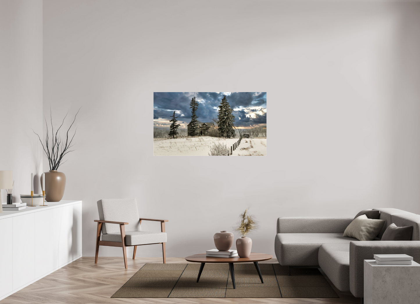 55 x 30.9″, Stretched Canvas Storm Clouds of Winter