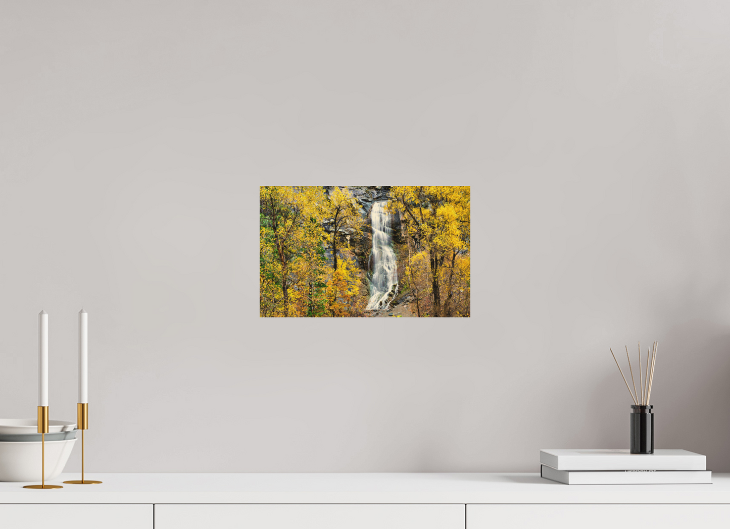 12.8 x 8″, Wood Print Bridal Veil Falls Wide Spearfish Canyon