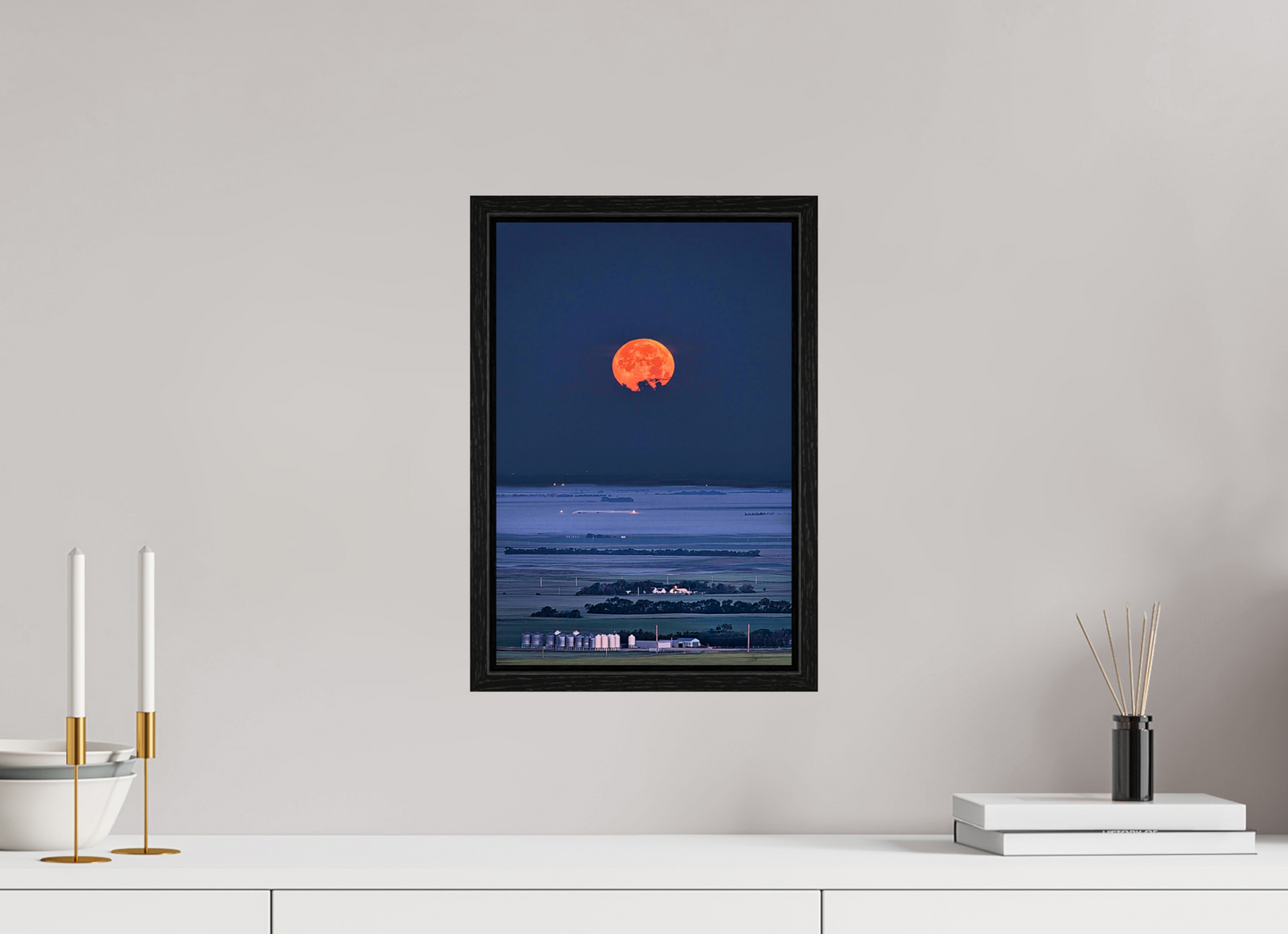 10 x 15″, Floater Frame Blood Moon over Prairie