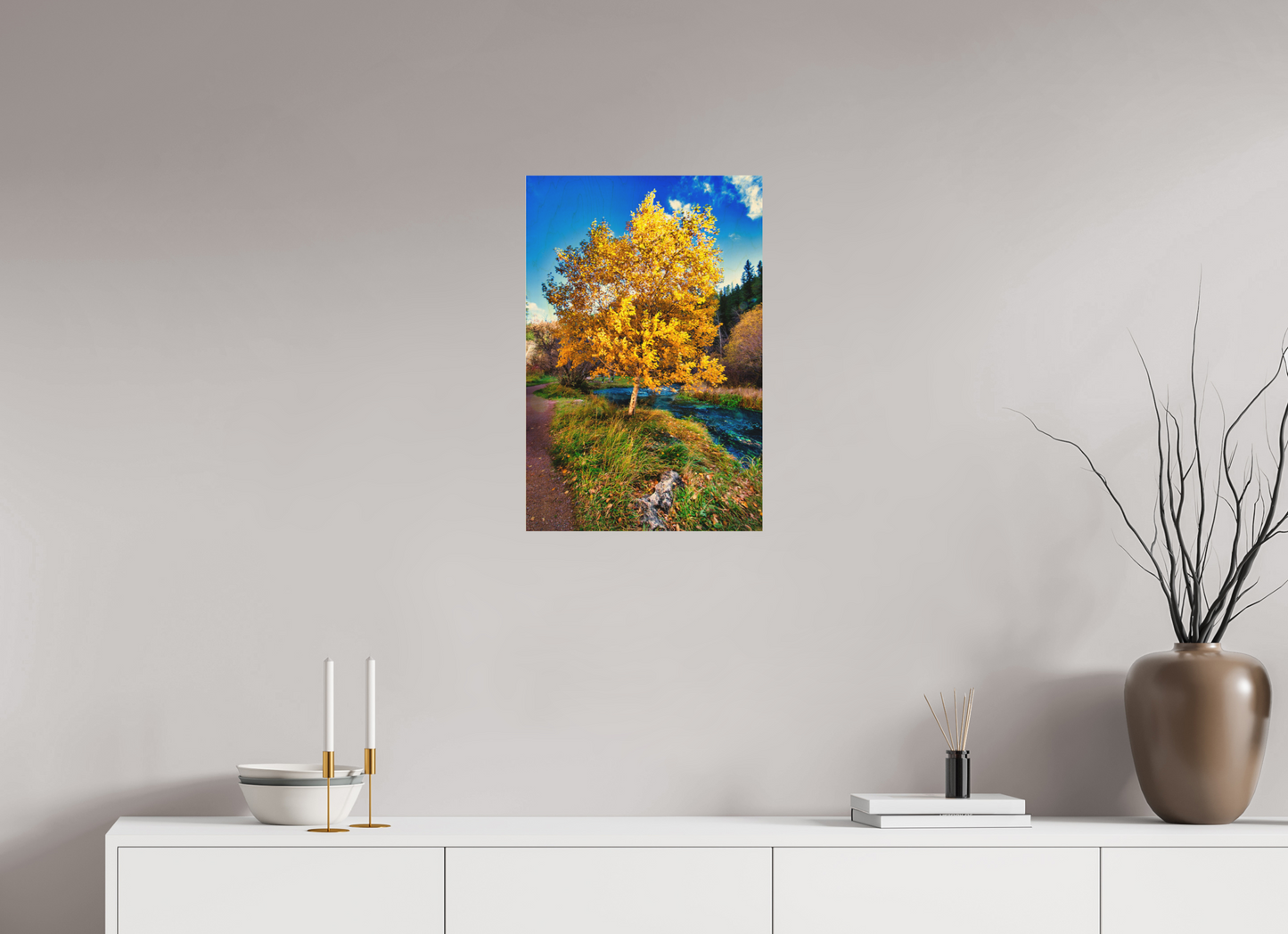 16 x 24″, Wood Print Spearfish Canyon Yellow Tree