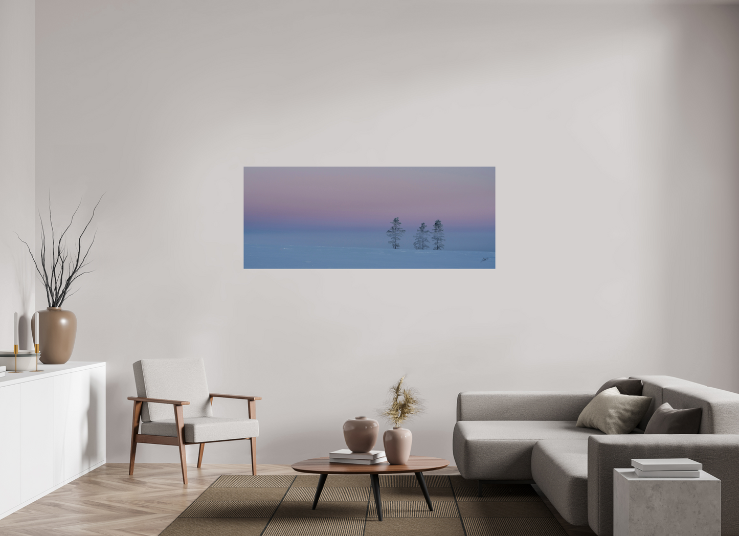 68.9 x 28″, Photo Print On Fuji Crystal DP II Three Pines of Winter