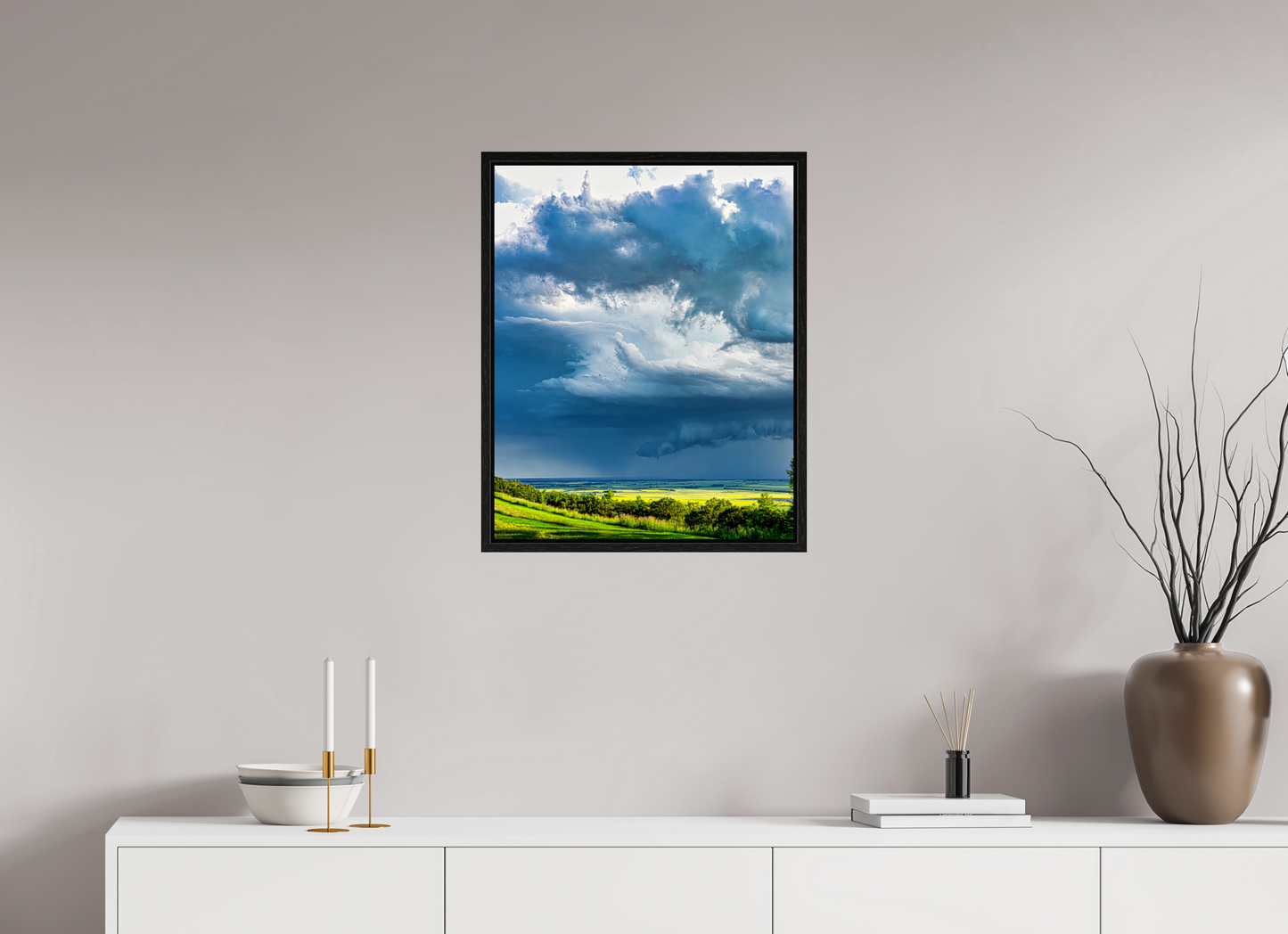 20 x 25″, Floater Frame Prairie Rains