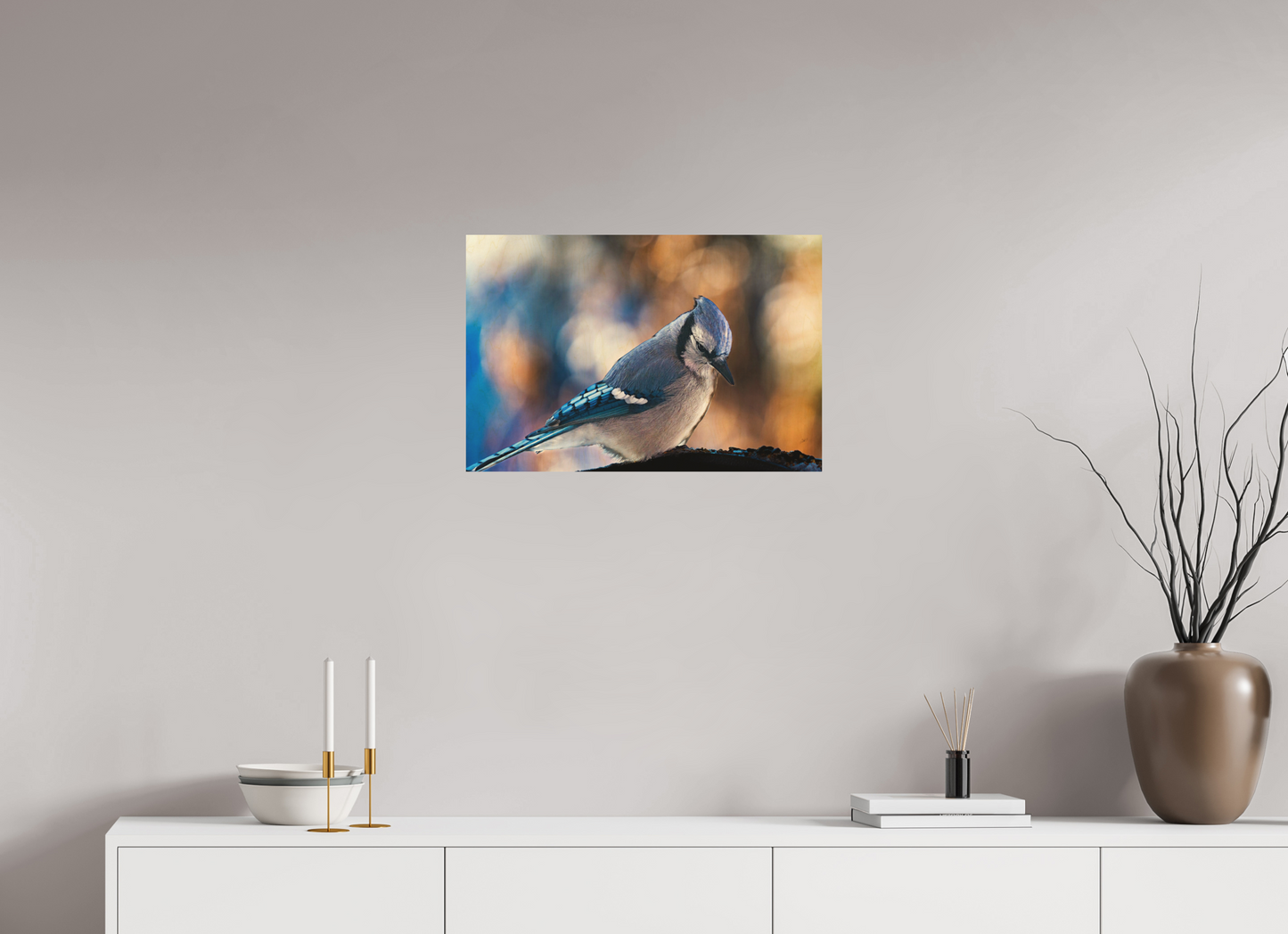 24 x 16″, Wood Print Blue Jay