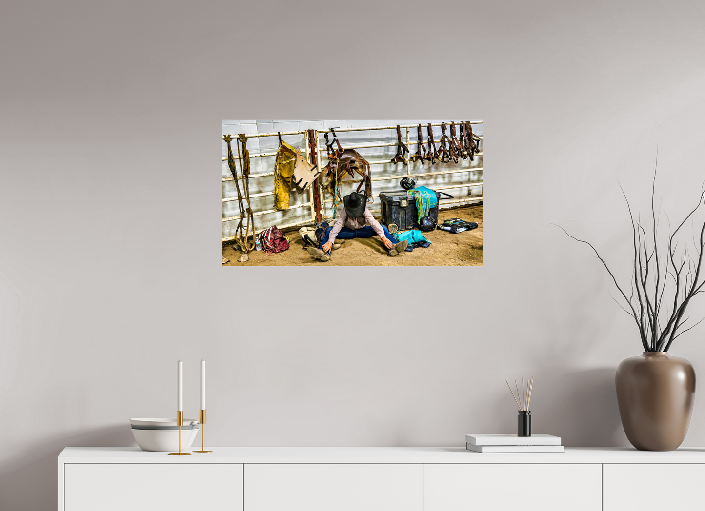 32 x 18″, Photo Print Under Acrylic Glass Bull Rider Metal Acrylic Glass