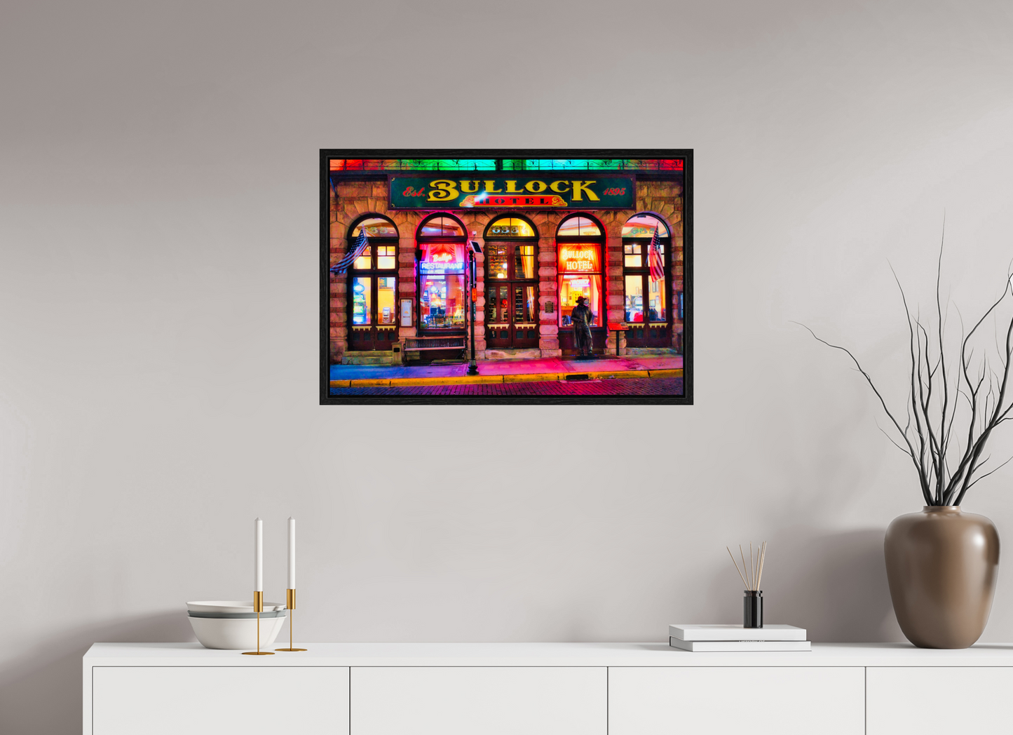 30 x 20″, Floater Frame Deadwood at Night 1