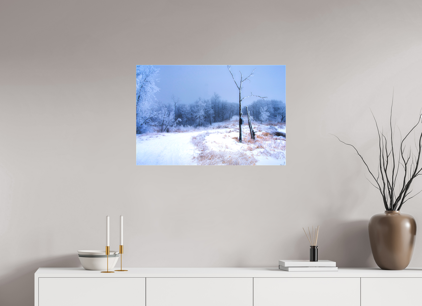 30 x 20″, Stretched Canvas Birds Nest in Winter