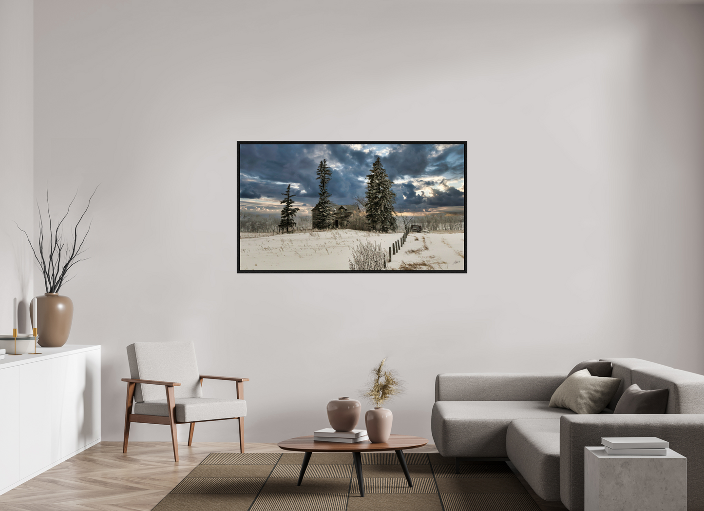 64 x 36″, Floater Frame Storm Clouds of Winter