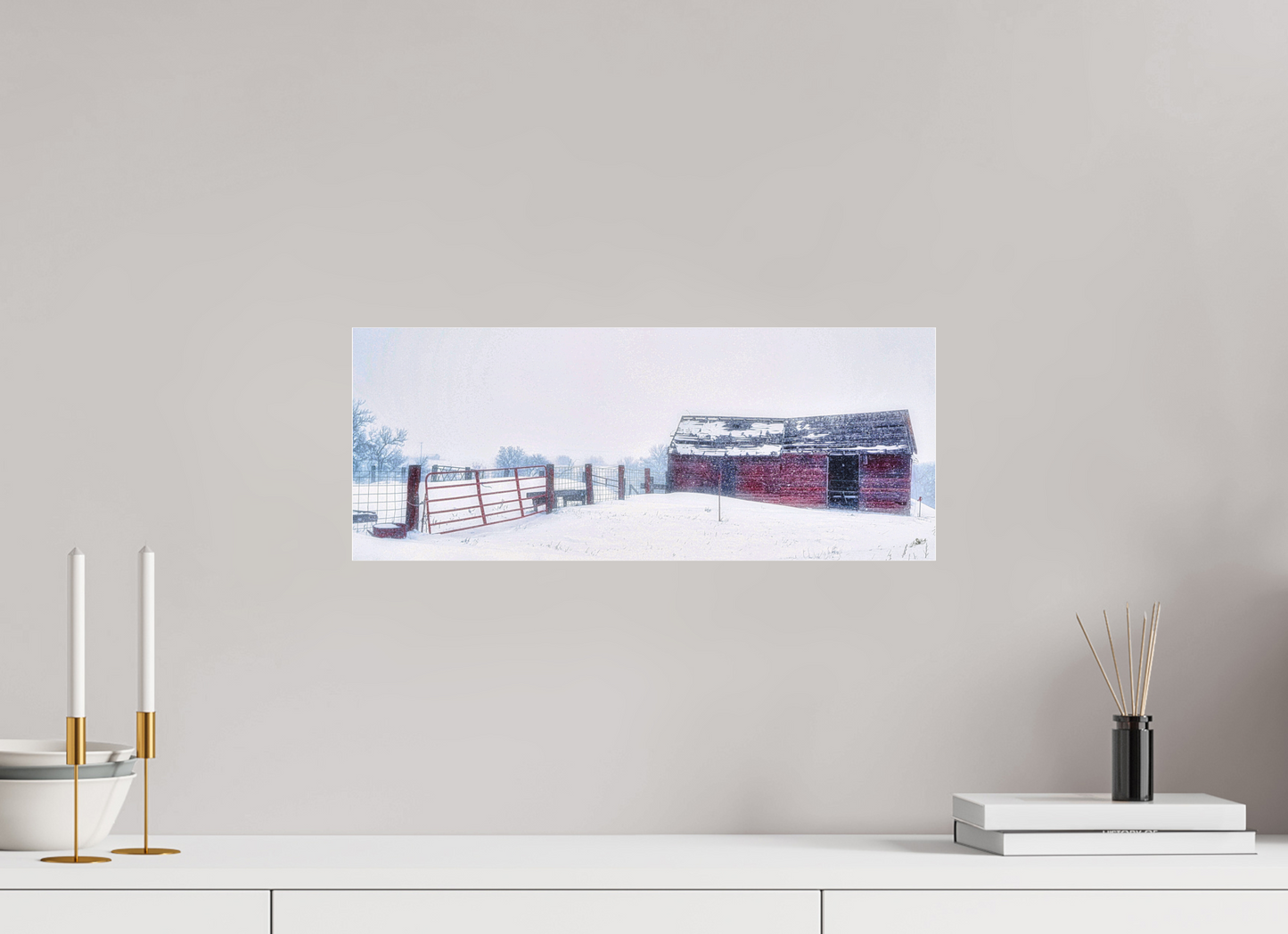 20 x 8″, Photo Print Under Acrylic Glass Red on White Metal Acrylic Glass