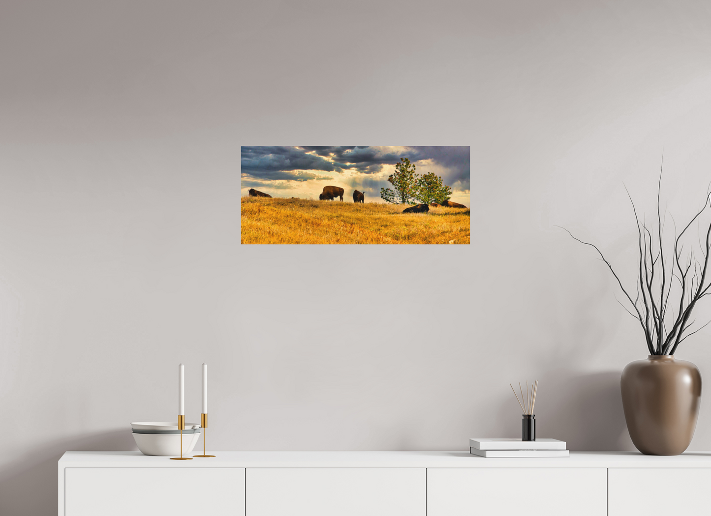 28 x 12″, Wood Print Buffalo of Custer