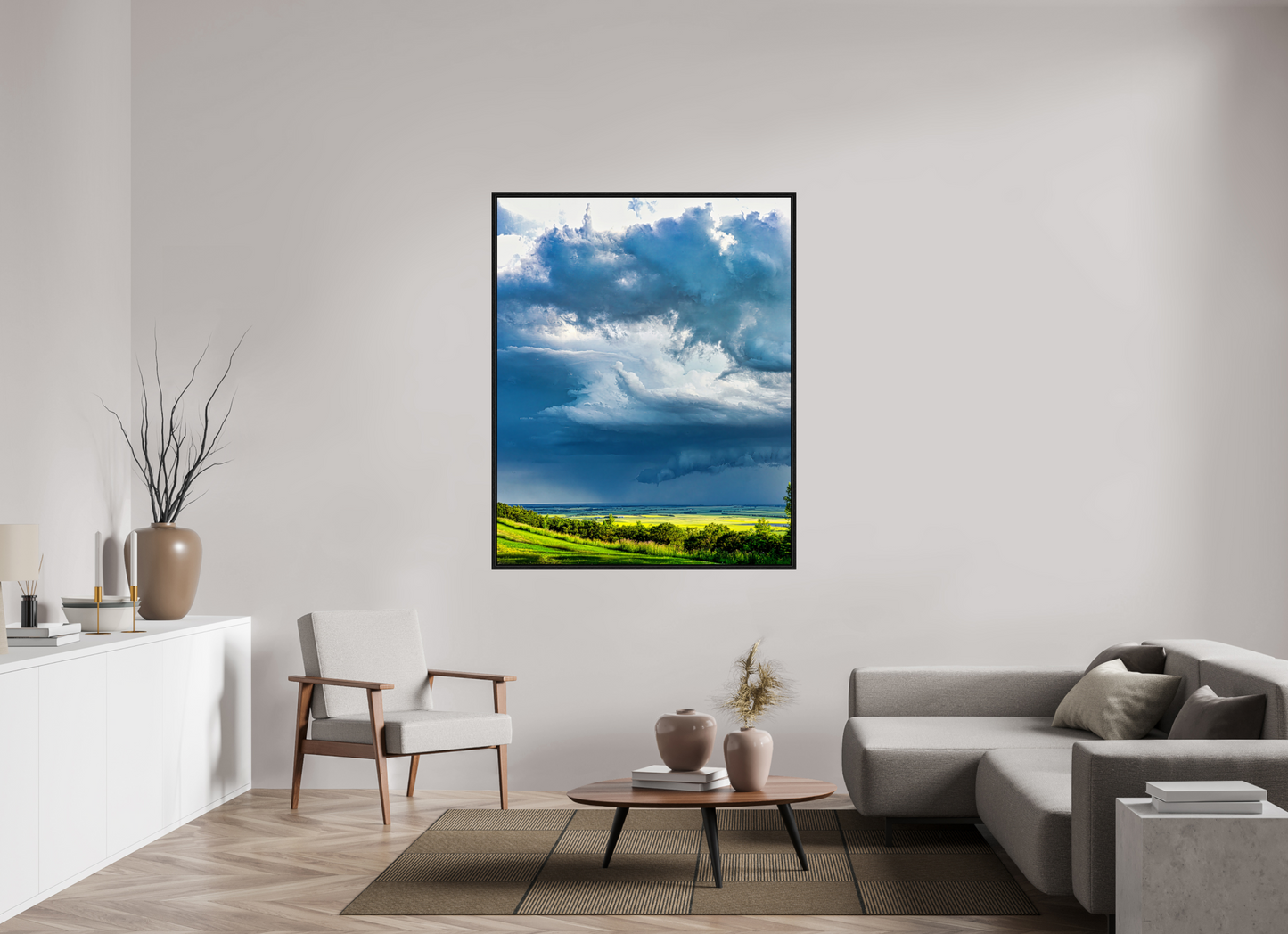 47 x 58.7″, Floater Frame Prairie Rains