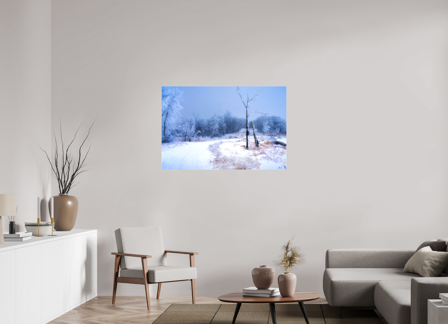 45 x 30″, Stretched Canvas Birds Nest in Winter