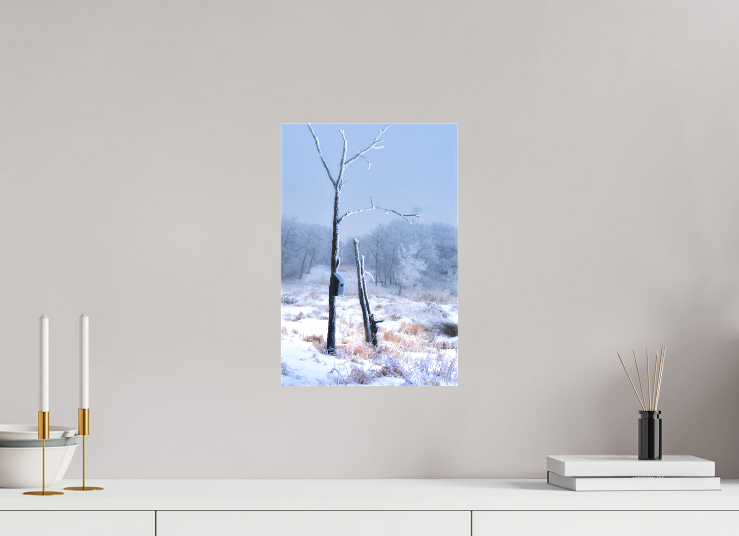 10 x 15″, Stretched Canvas Birds Nest in Winter 2