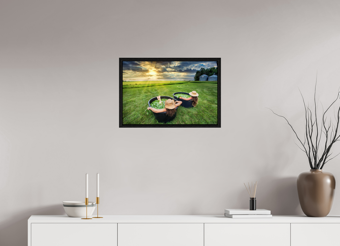 24 x 16″, Floater Frame Basil Bath 2