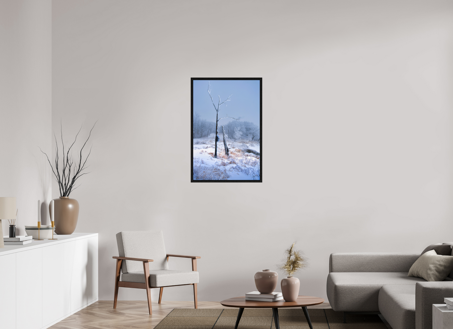 24 x 36″, Floater Frame Birds Nest in Winter 2