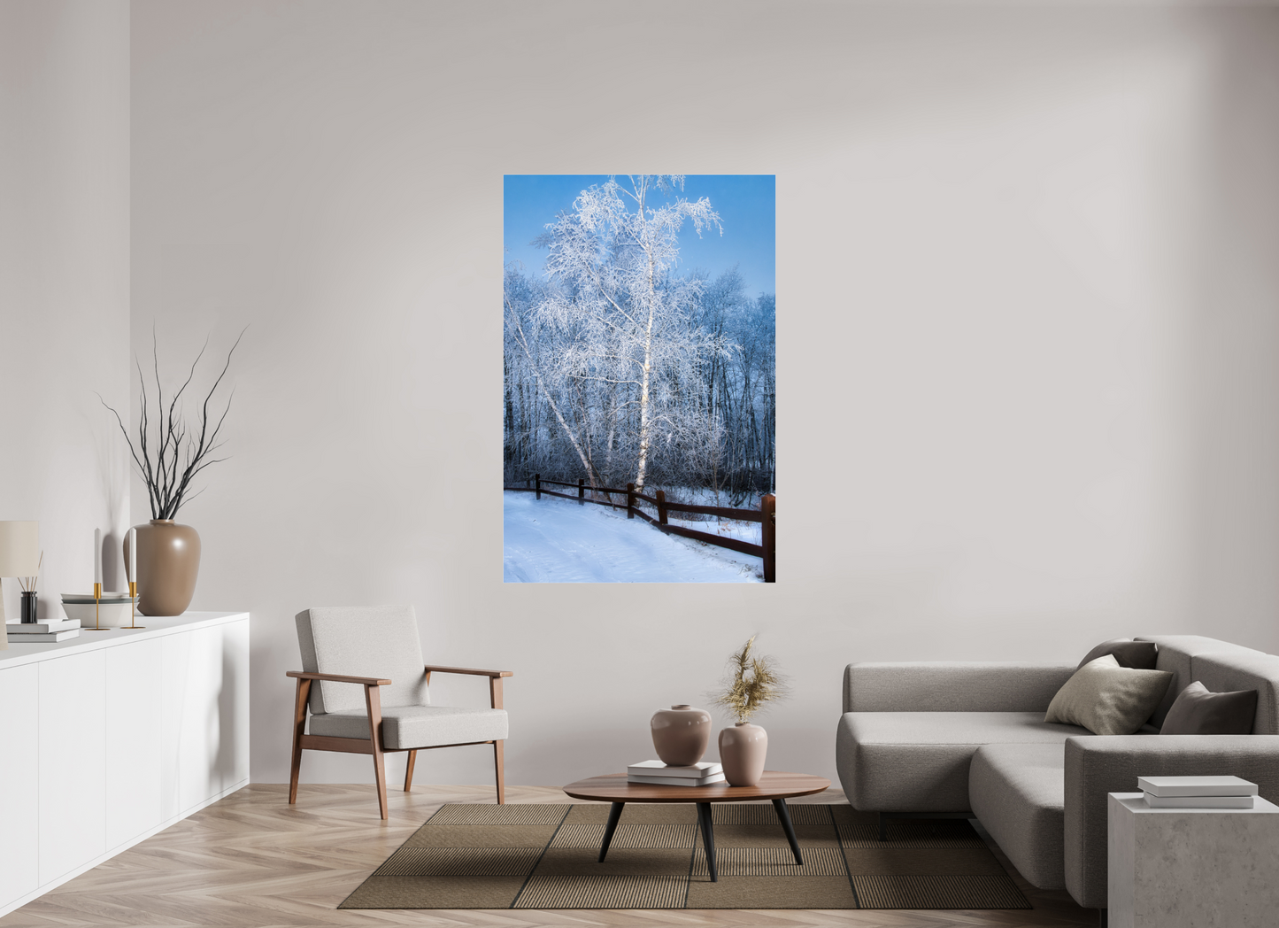 44 x 66″, Photo Print Under Acrylic Glass Paper Birch in White Metal Acrylic Glass