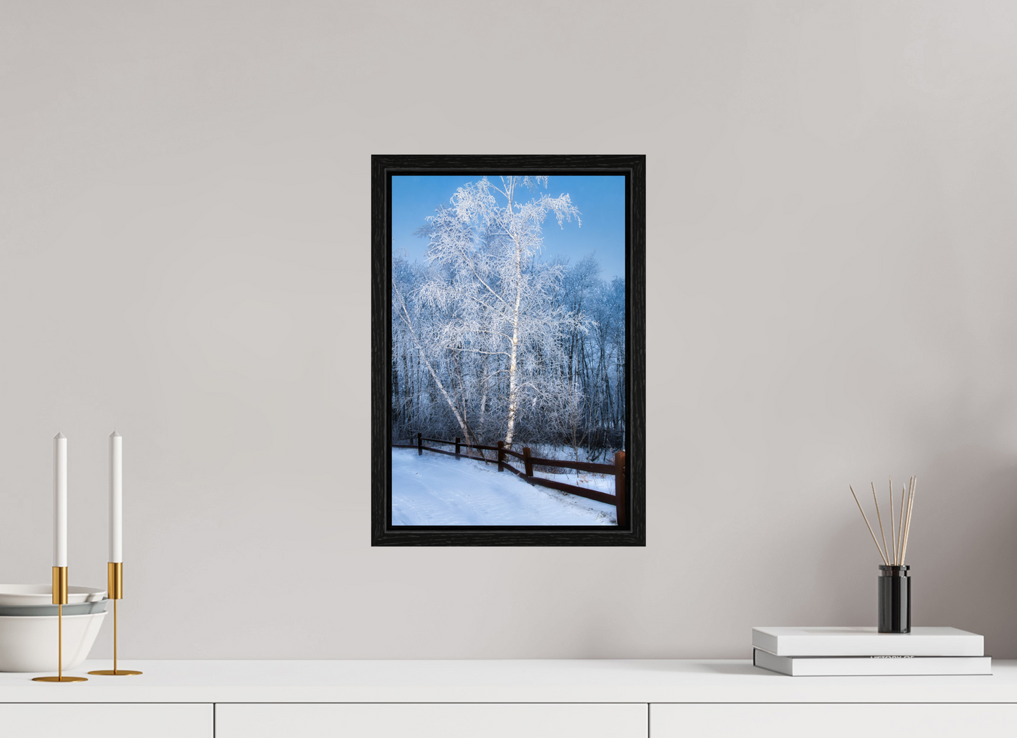 10 x 15″, Floater Frame Paper Birch in White
