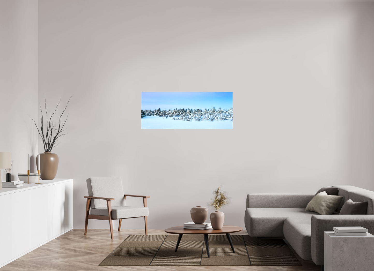 50 x 20″, Stretched Canvas winters wonderland pastel