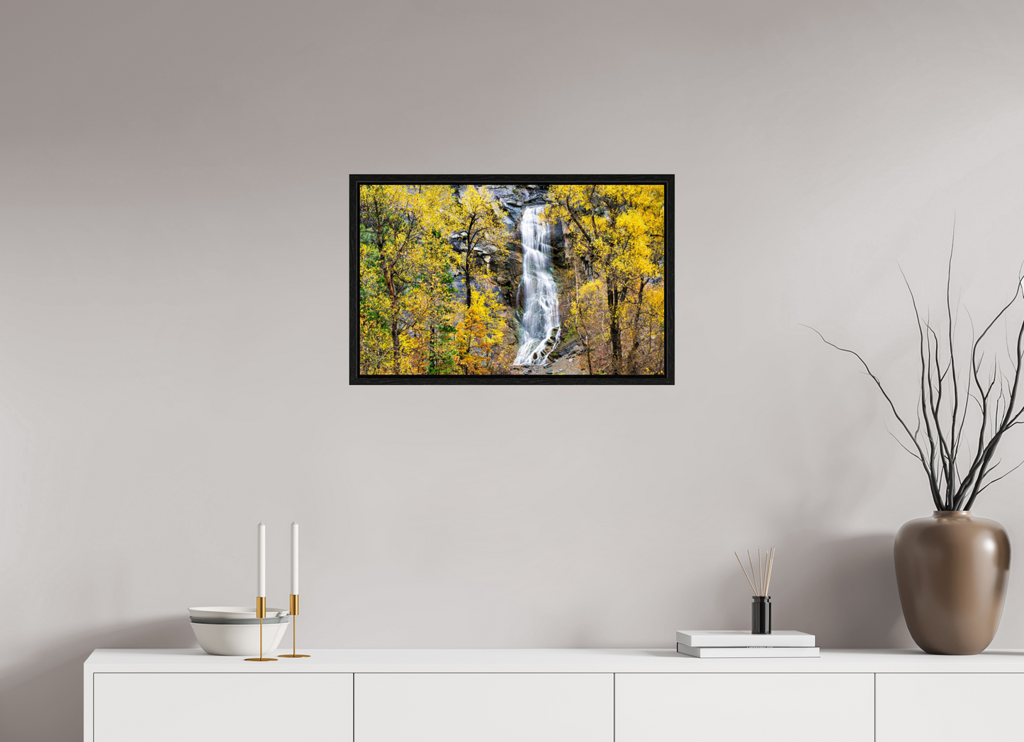 25.6 x 16″, Floater Frame Bridal Veil Falls Wide Spearfish Canyon