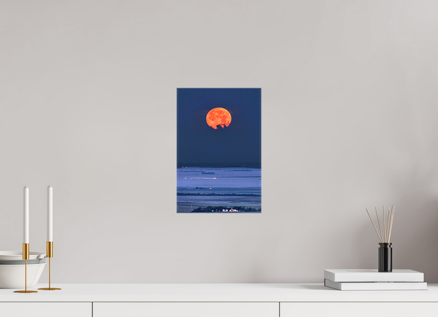 8 x 12″, Stretched Canvas Blood Moon over Prairie