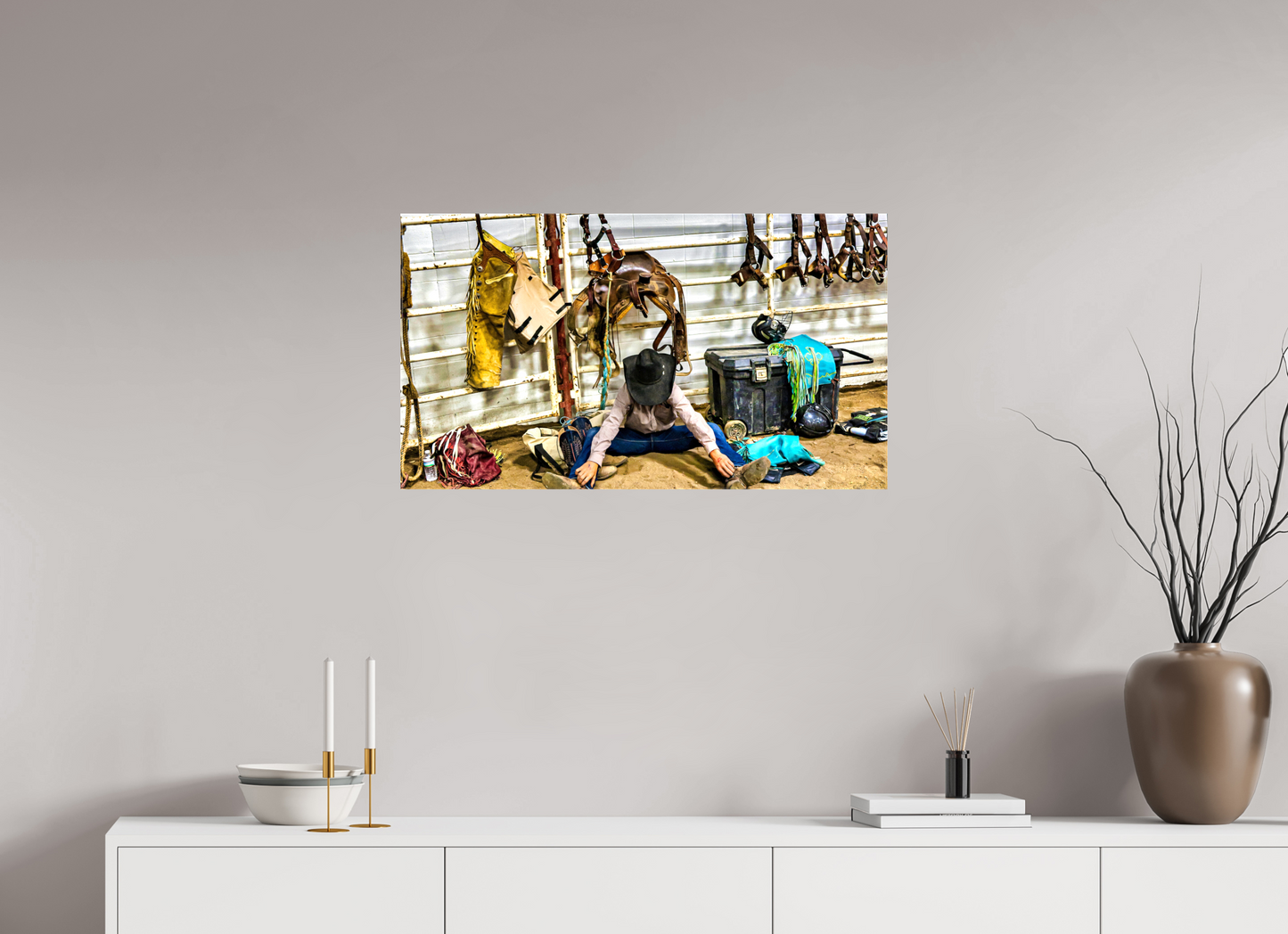 32 x 18″, Stretched Canvas Bull Rider