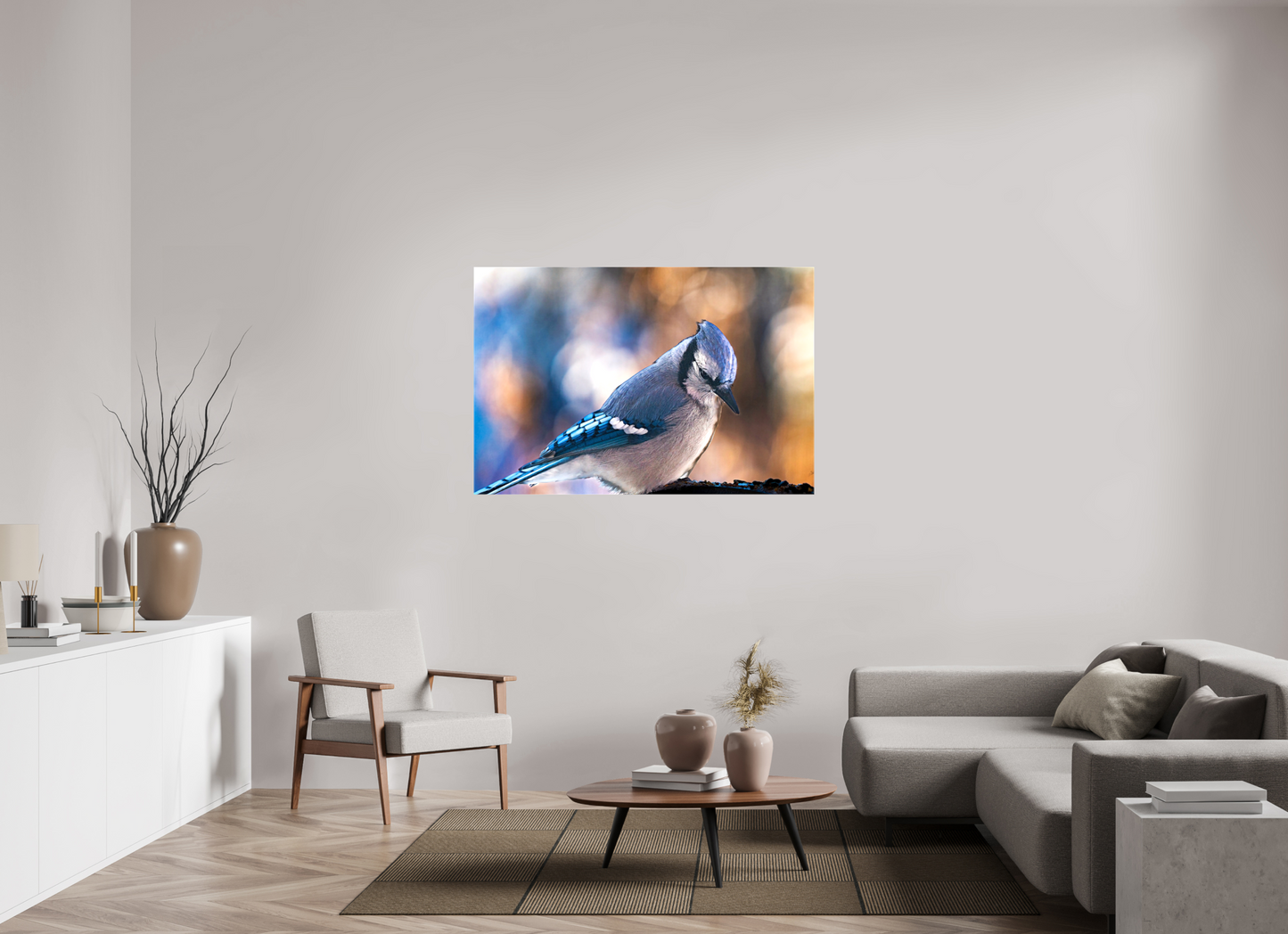 54 x 36″, Stretched Canvas Blue Jay