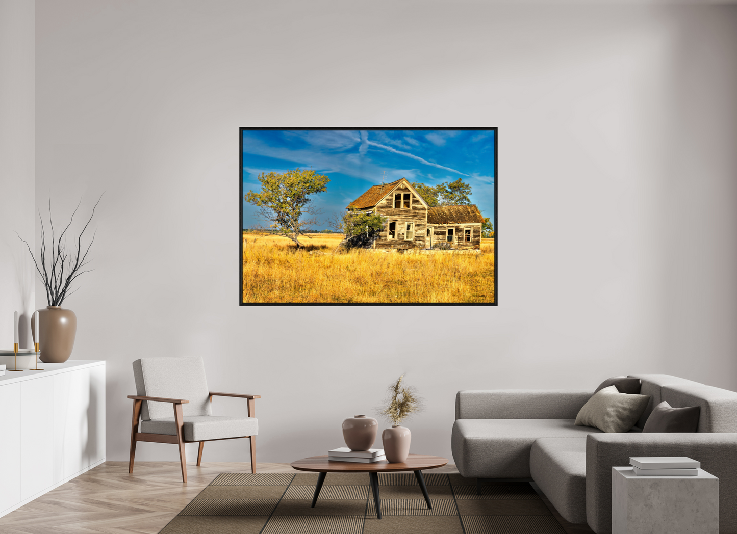 68.7 x 47″, Floater Frame Lone Tree