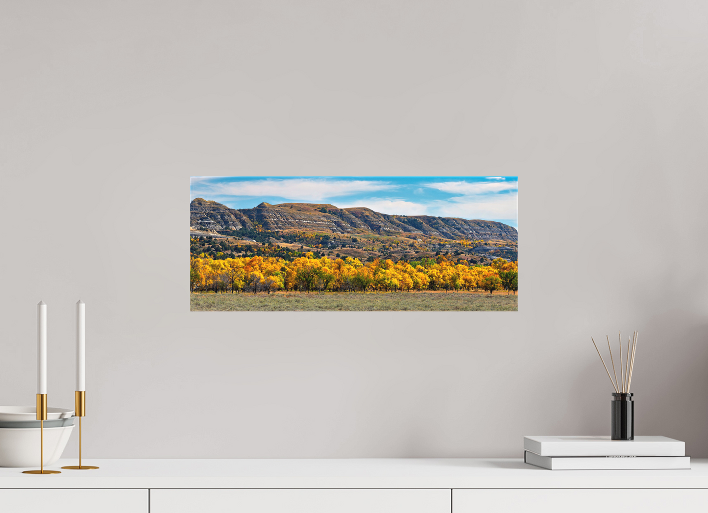20 x 8″, Fine Textile Canvas Badlands in Fall