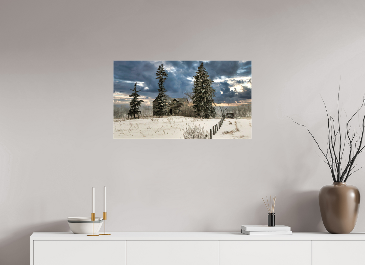 32 x 18″, Stretched Canvas Storm Clouds of Winter