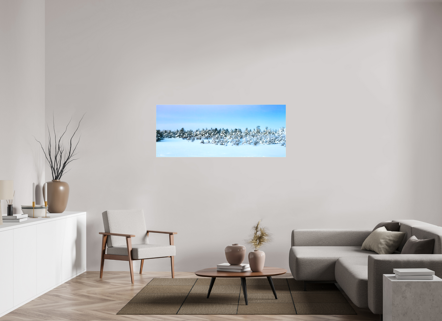 60 x 24″, Stretched Canvas winters wonderland pastel