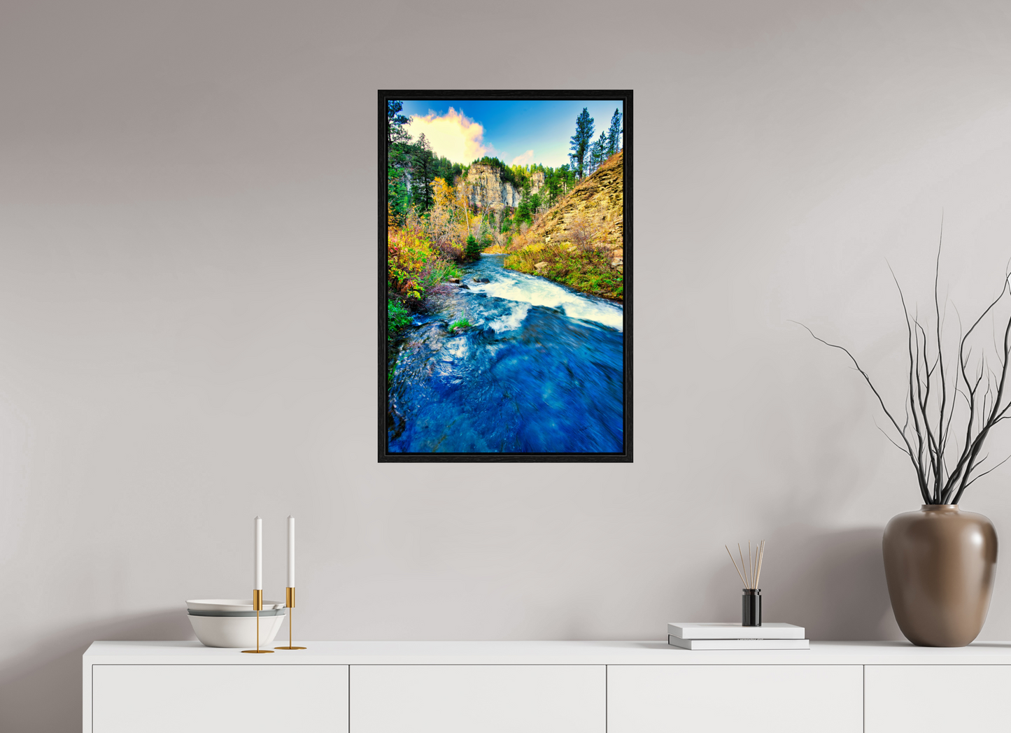 20 x 30″, Floater Frame Spearfish Canyon Stream