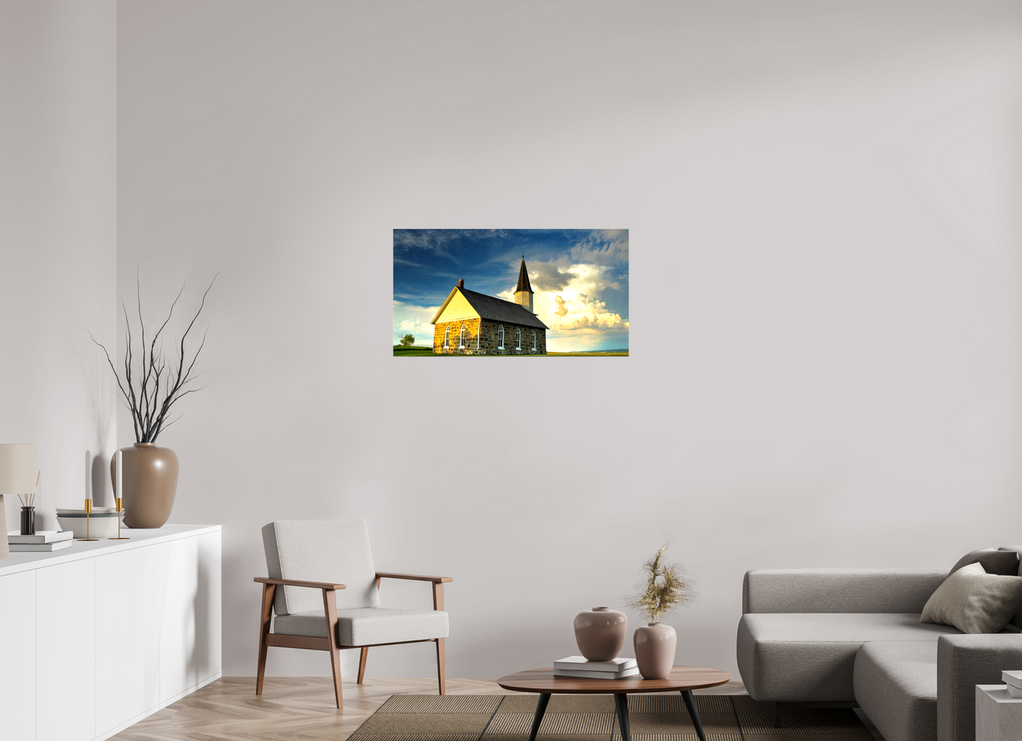 37.2 x 20″, Stretched Canvas Old Stone Church