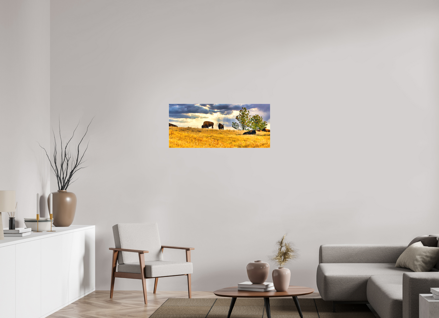 37.3 x 16″, Fine Textile Canvas Buffalo of Custer