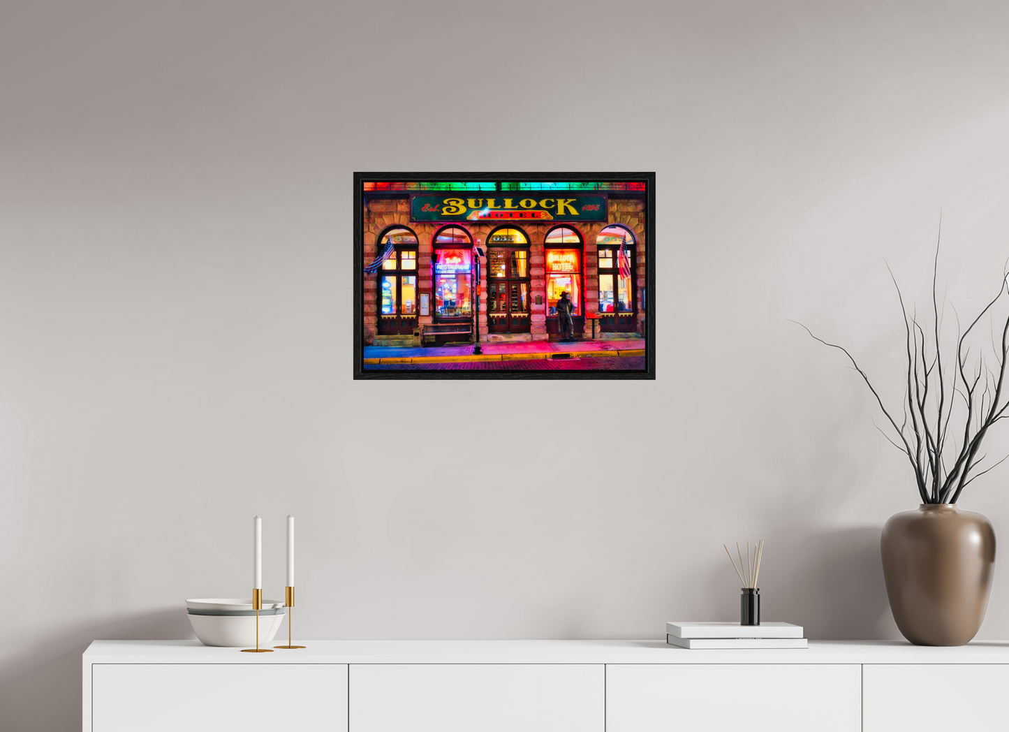 24 x 16″, Floater Frame Deadwood at Night 1