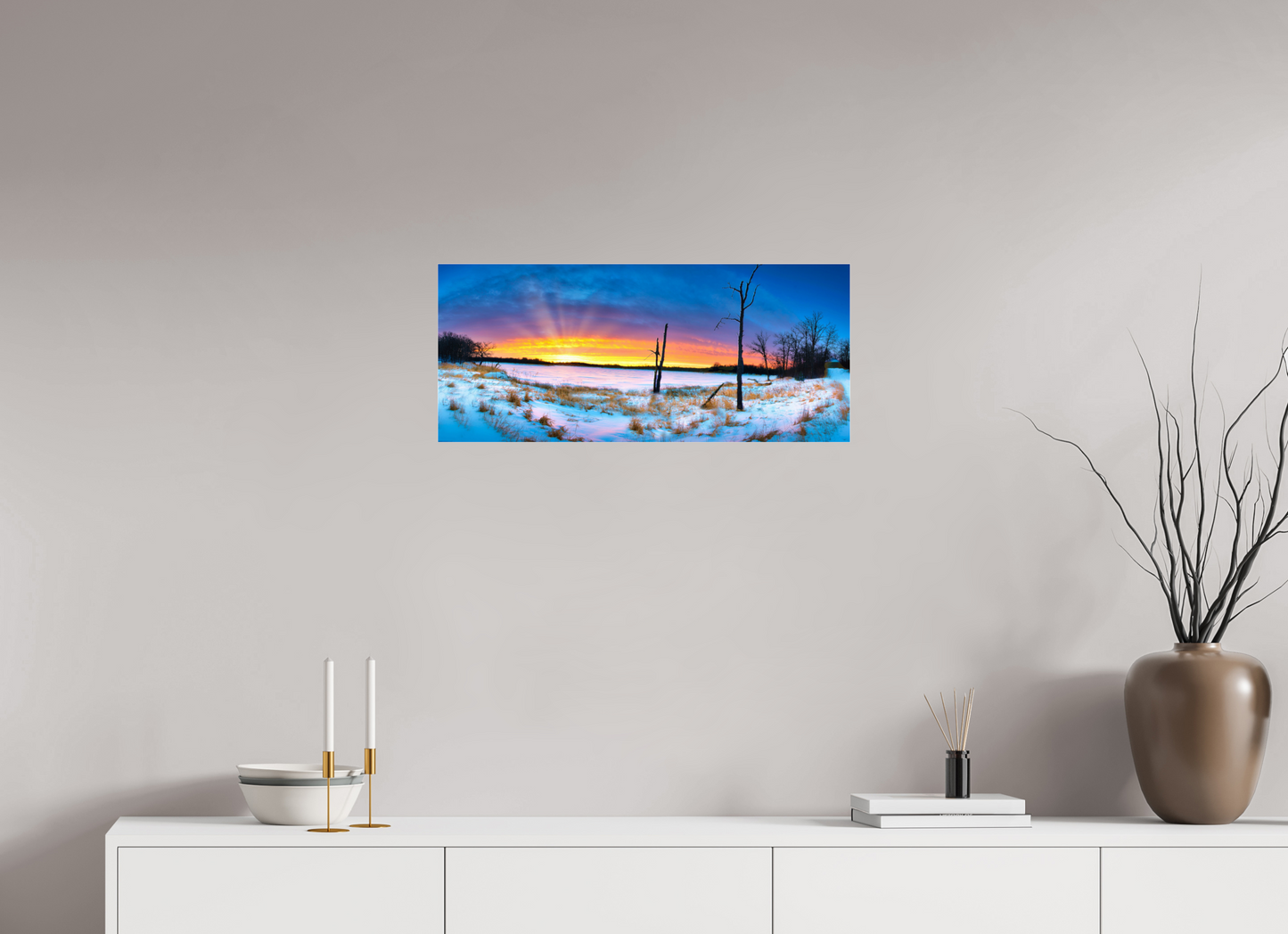 27.8 x 12″, Photo Print Under Acrylic Glass Winter Walk Acrylic Glass