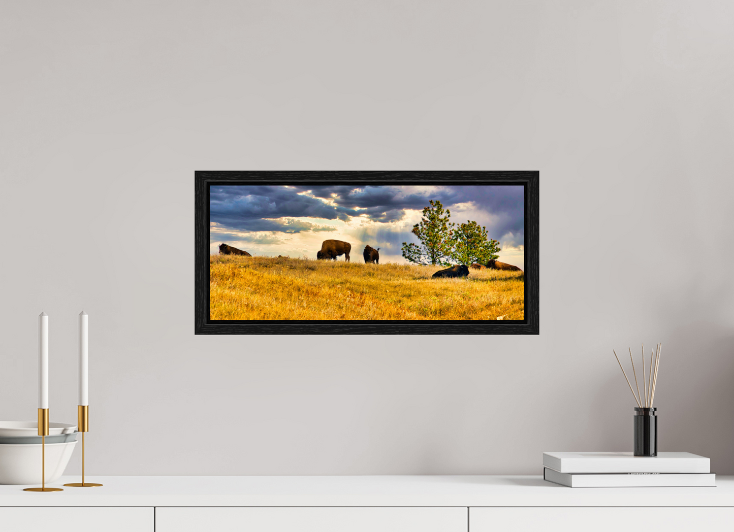 18.7 x 8″, Floater Frame Buffalo of Custer
