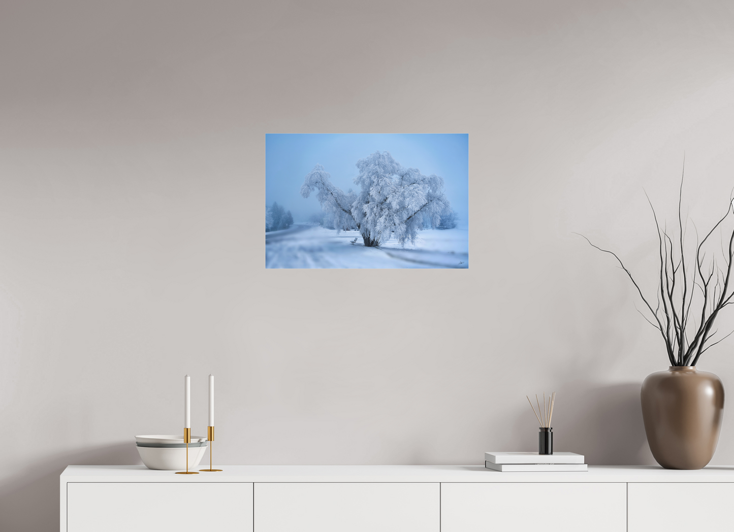 24 x 16″, Photo Print Under Acrylic Glass An Oak in Frost - Acrylic Glass