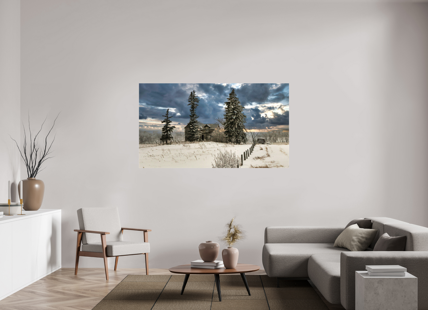 70 x 39.4″, Stretched Canvas Storm Clouds of Winter