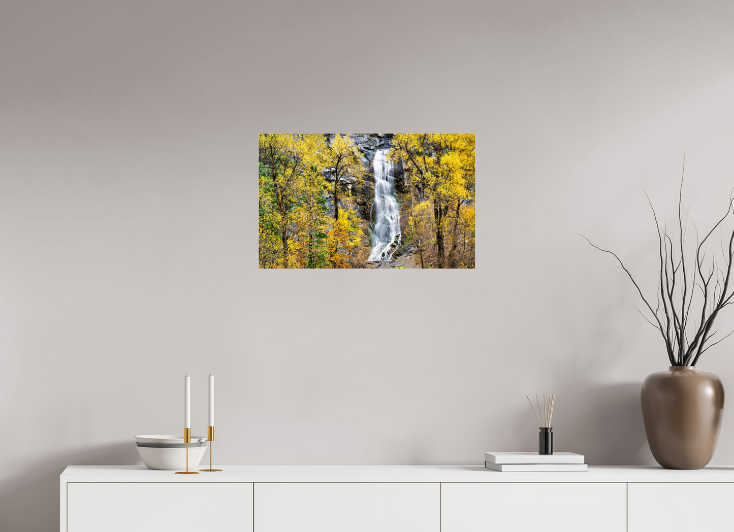 25.6 x 16″, Photoprint under Acrylic Glass Bridal Veil Falls Wide Spearfish Canyon