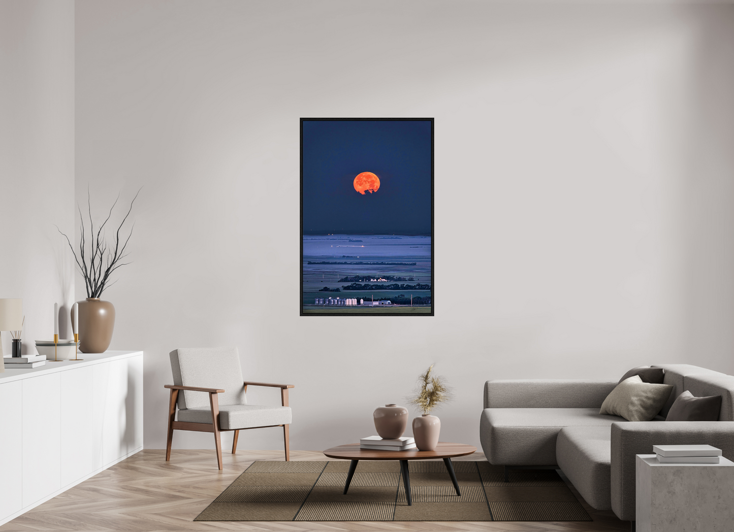 36 x 54″, Floater Frame Blood Moon over Prairie