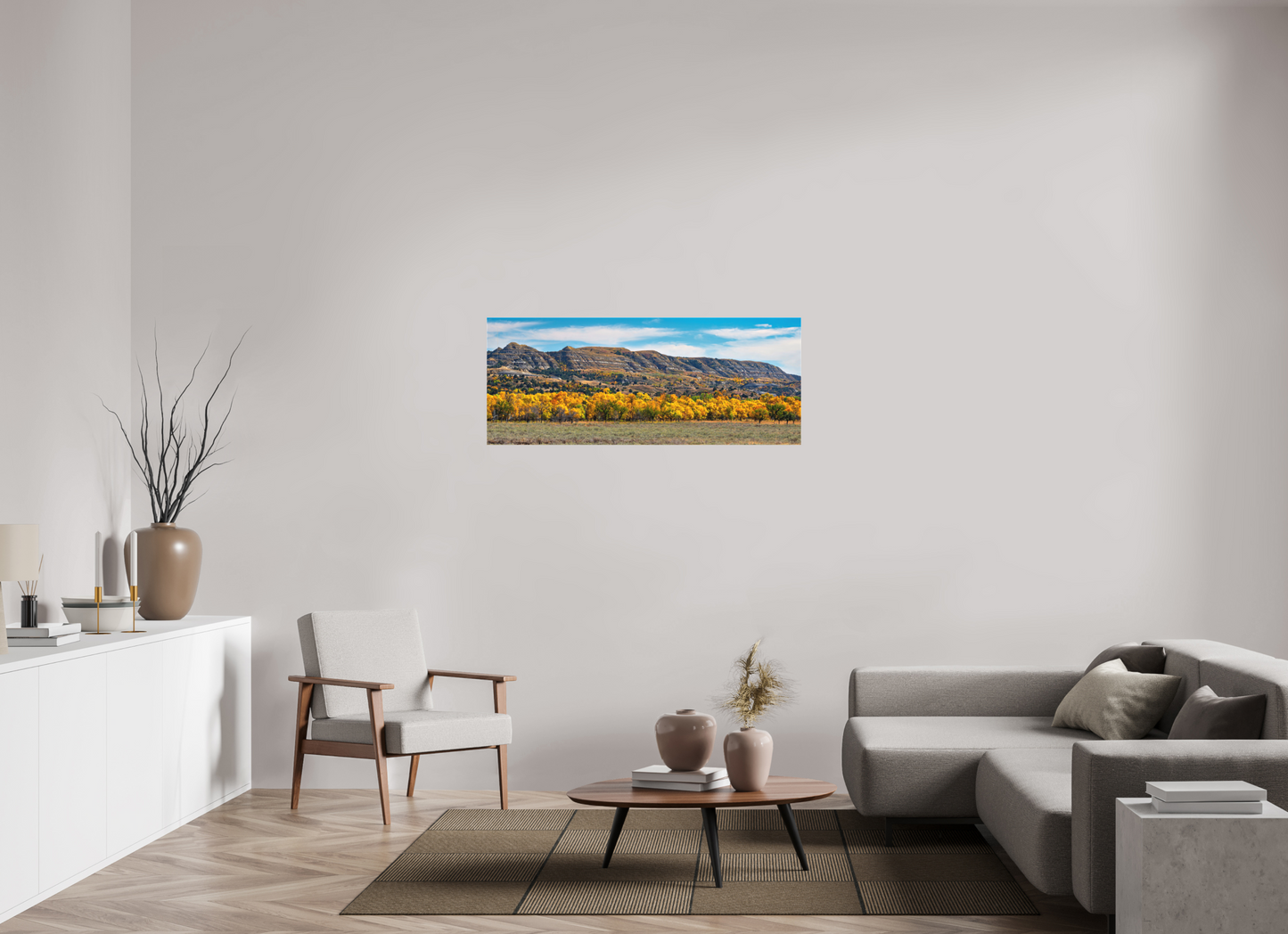 50 x 20″, Fine Textile Canvas Badlands in Fall