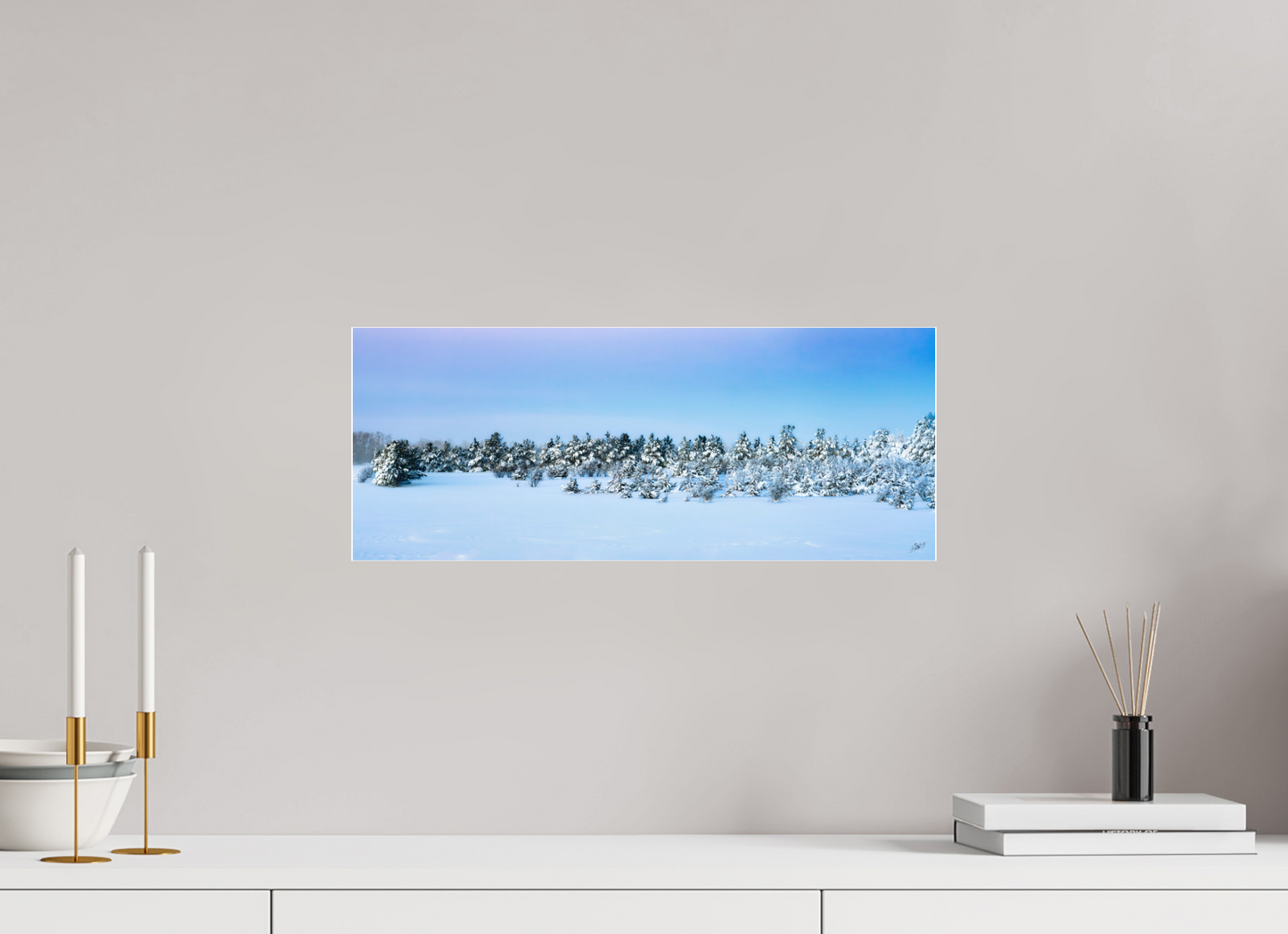 20 x 8″, Acrylic Glass. .16 thick winters wonderland pastel