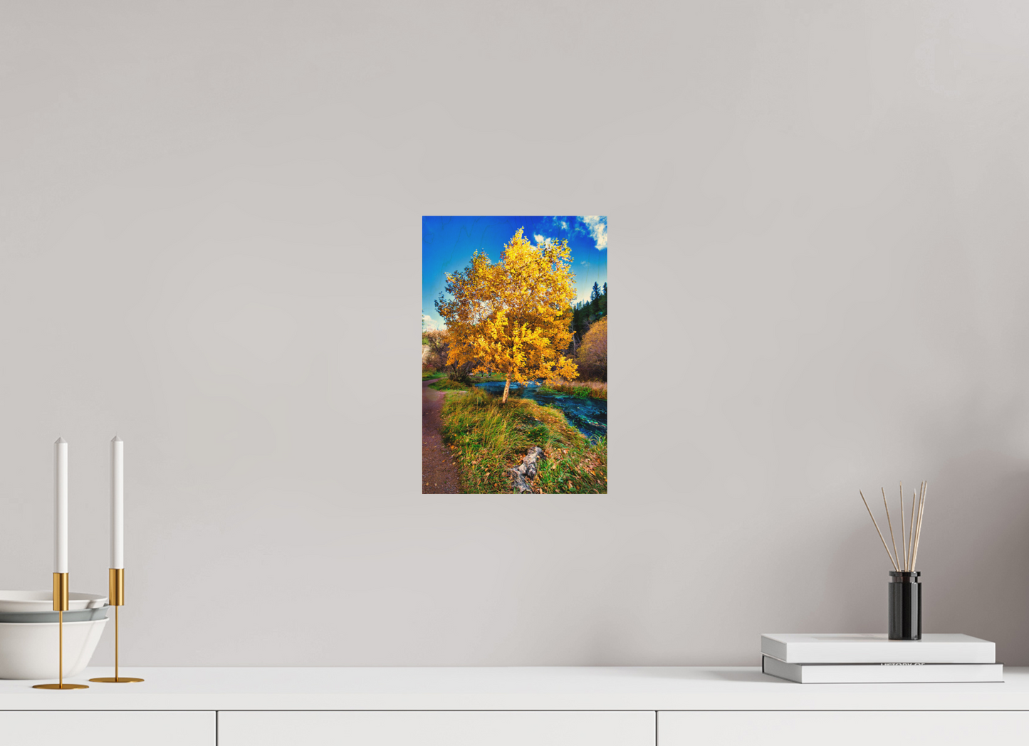 8 x 12″, Wood Print Spearfish Canyon Yellow Tree