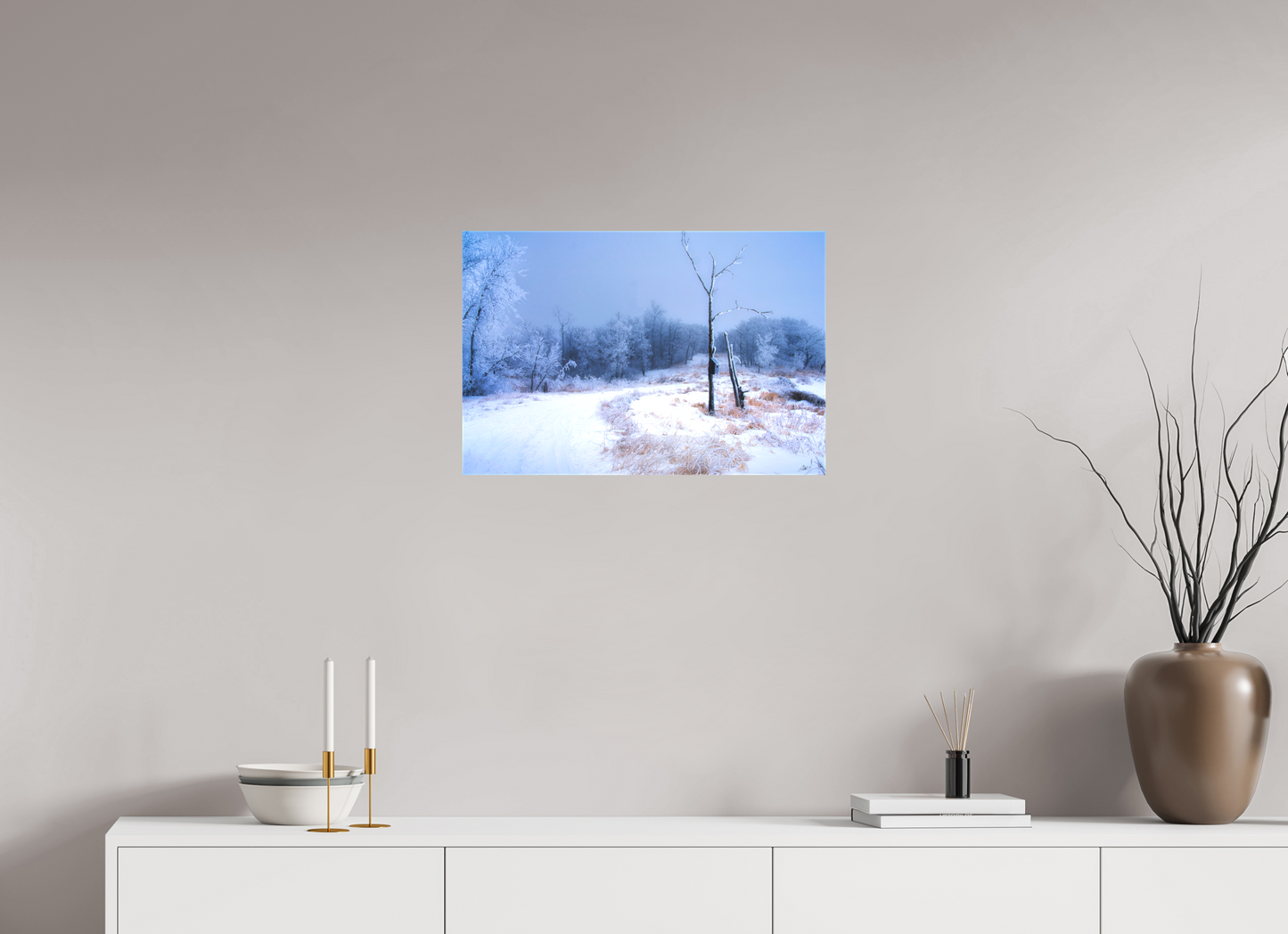 24 x 16″, Fine Textile Canvas Birds Nest in Winter