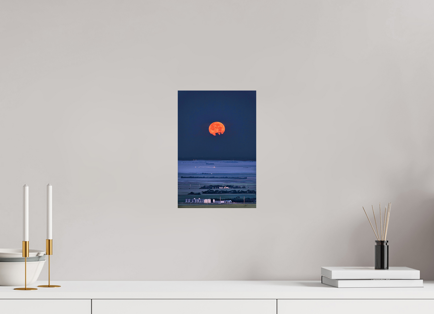 8 x 12″, Metal Prints Blood Moon over Prairie