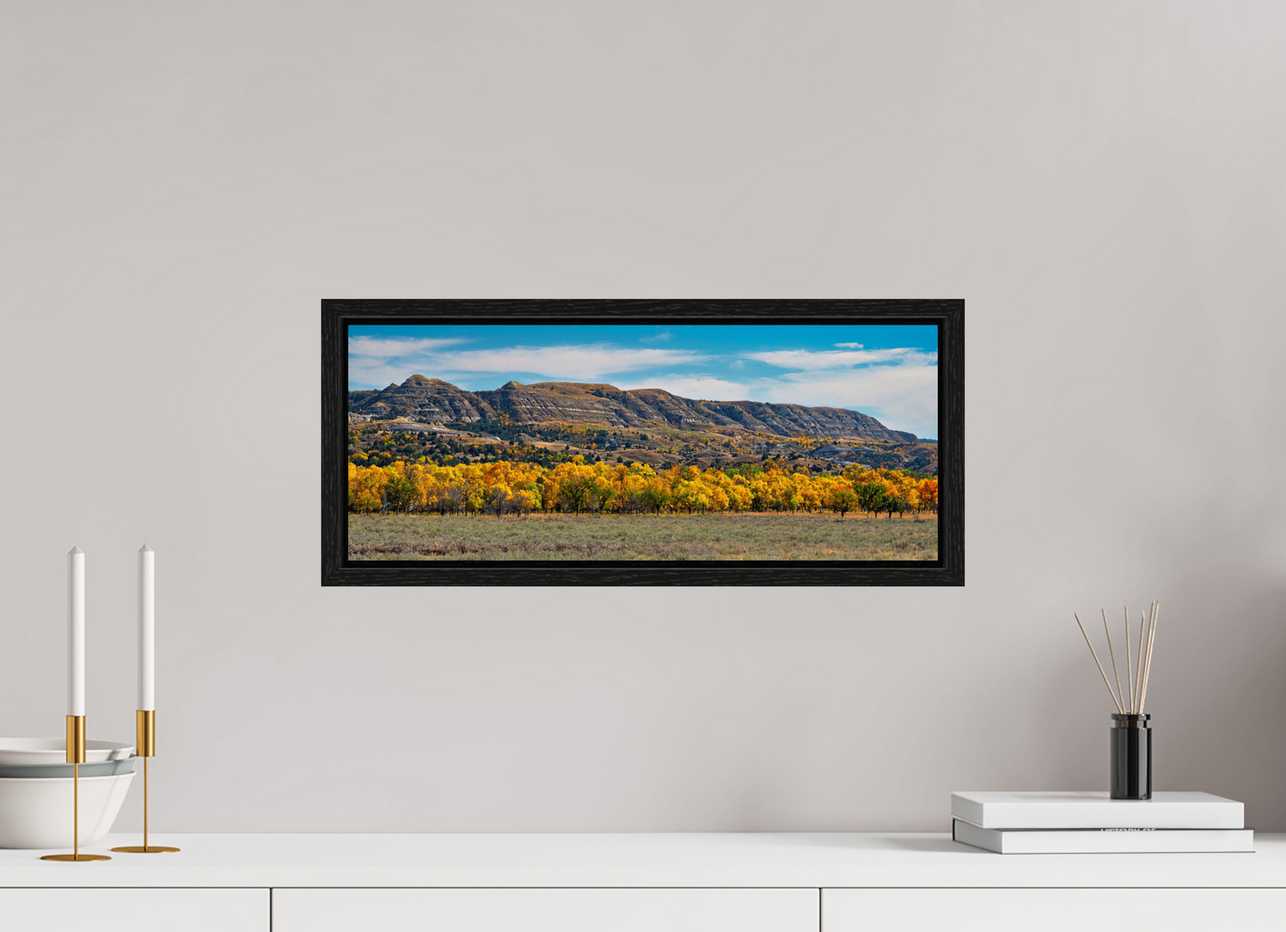 20 x 8″, Floater Frame Badlands in Fall