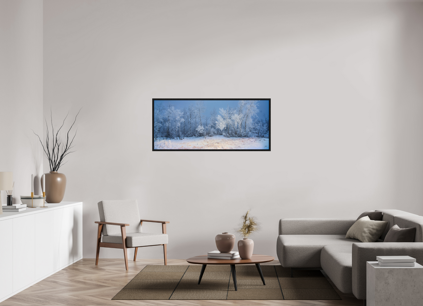 56 x 24″, Floater Frame Frost of Winter