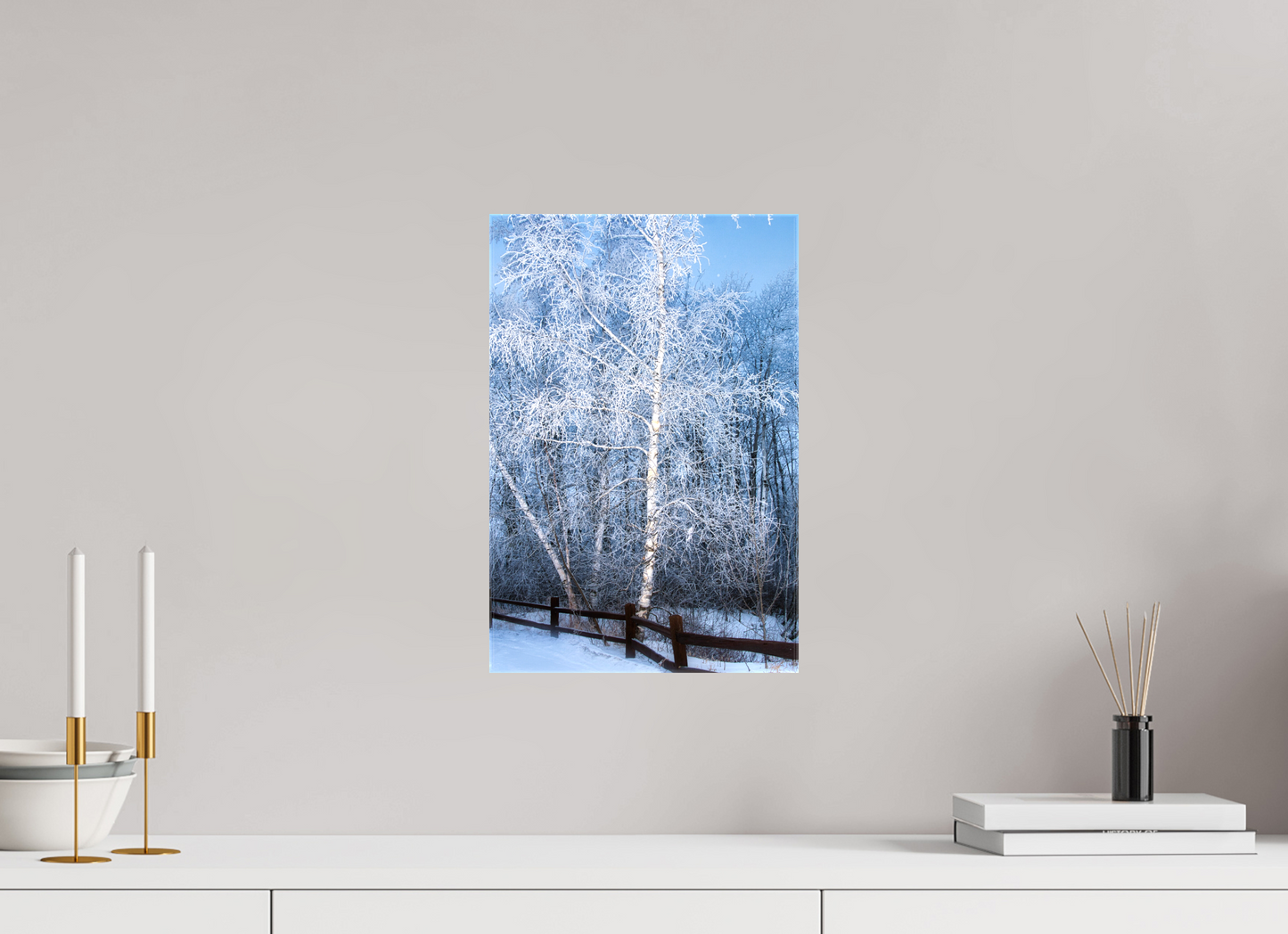 10 x 15″, Stretched Canvas Paper Birch in White
