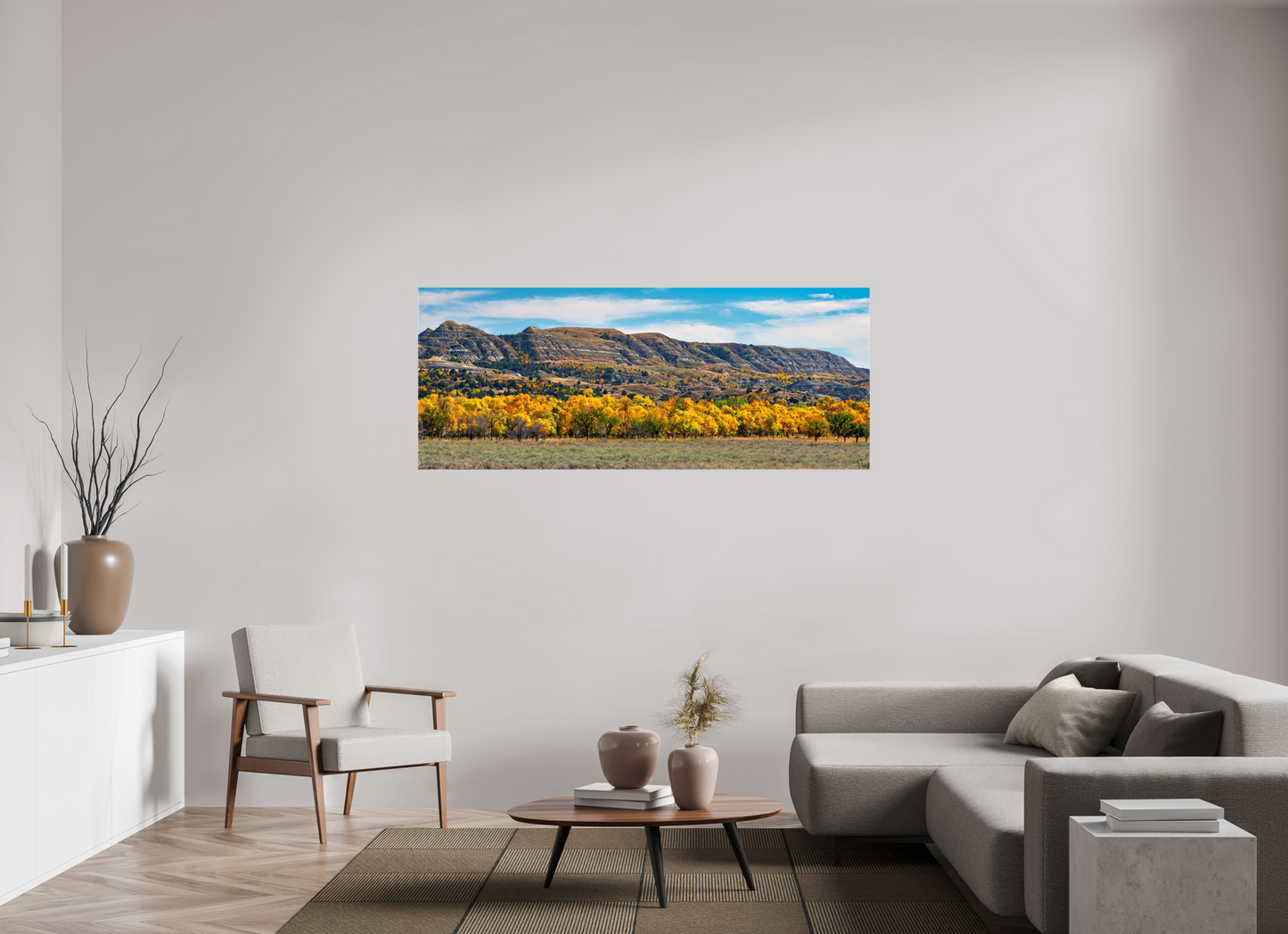 70 x 28″, Stretched Canvas Badlands in Fall