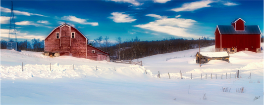 Main image Red Barn in Winter Metal Acrylic Glass